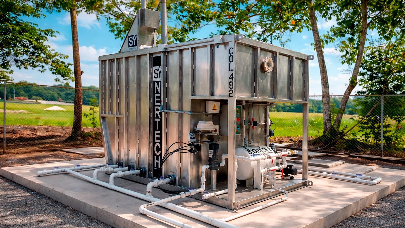 Planta PTAR BioCube de acero inoxidable para 27 a 80 personas