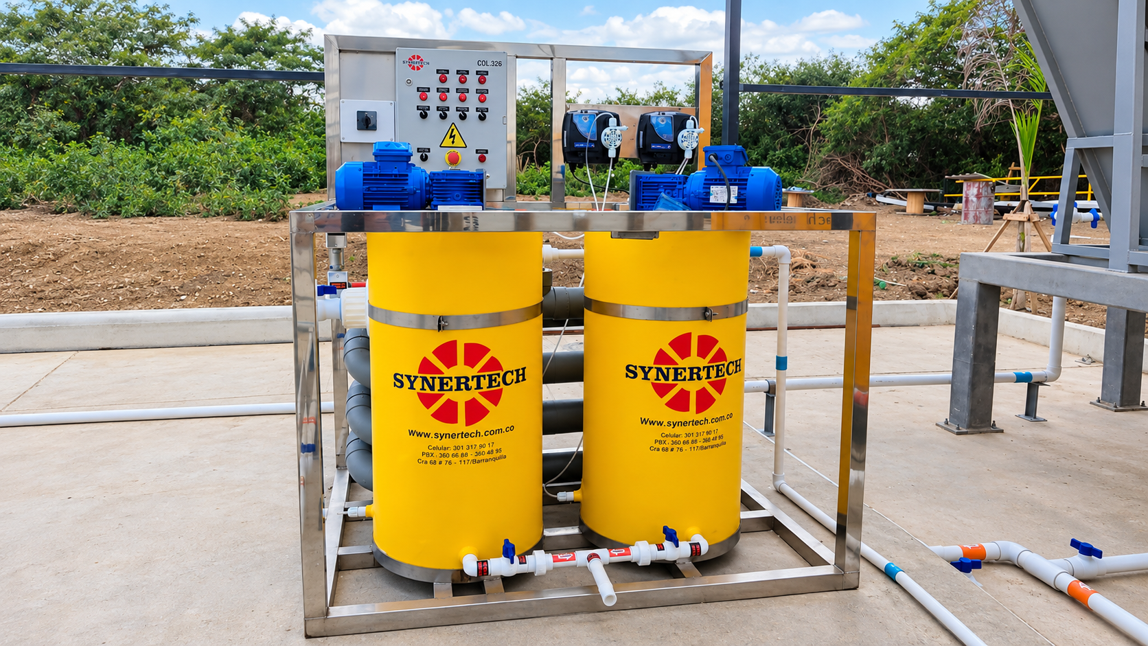 Estación de dosificación química para tratamiento de aguas residuales y lodos
