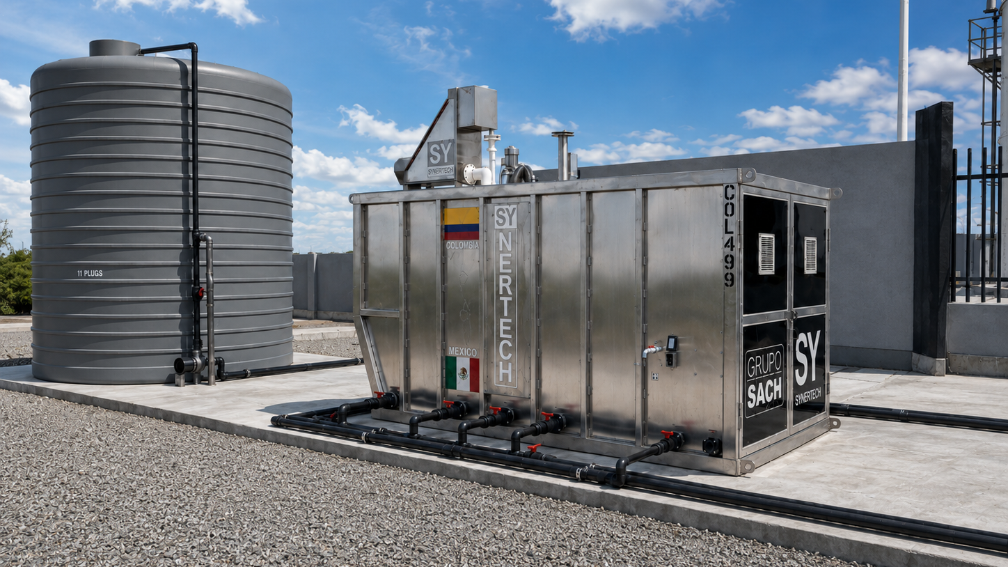 Bioplus planta de tratamiento de aguas residuales industriales con skimmer, criba estática, decantación, UASB, etapa aeróbica y tratamiento terciario
