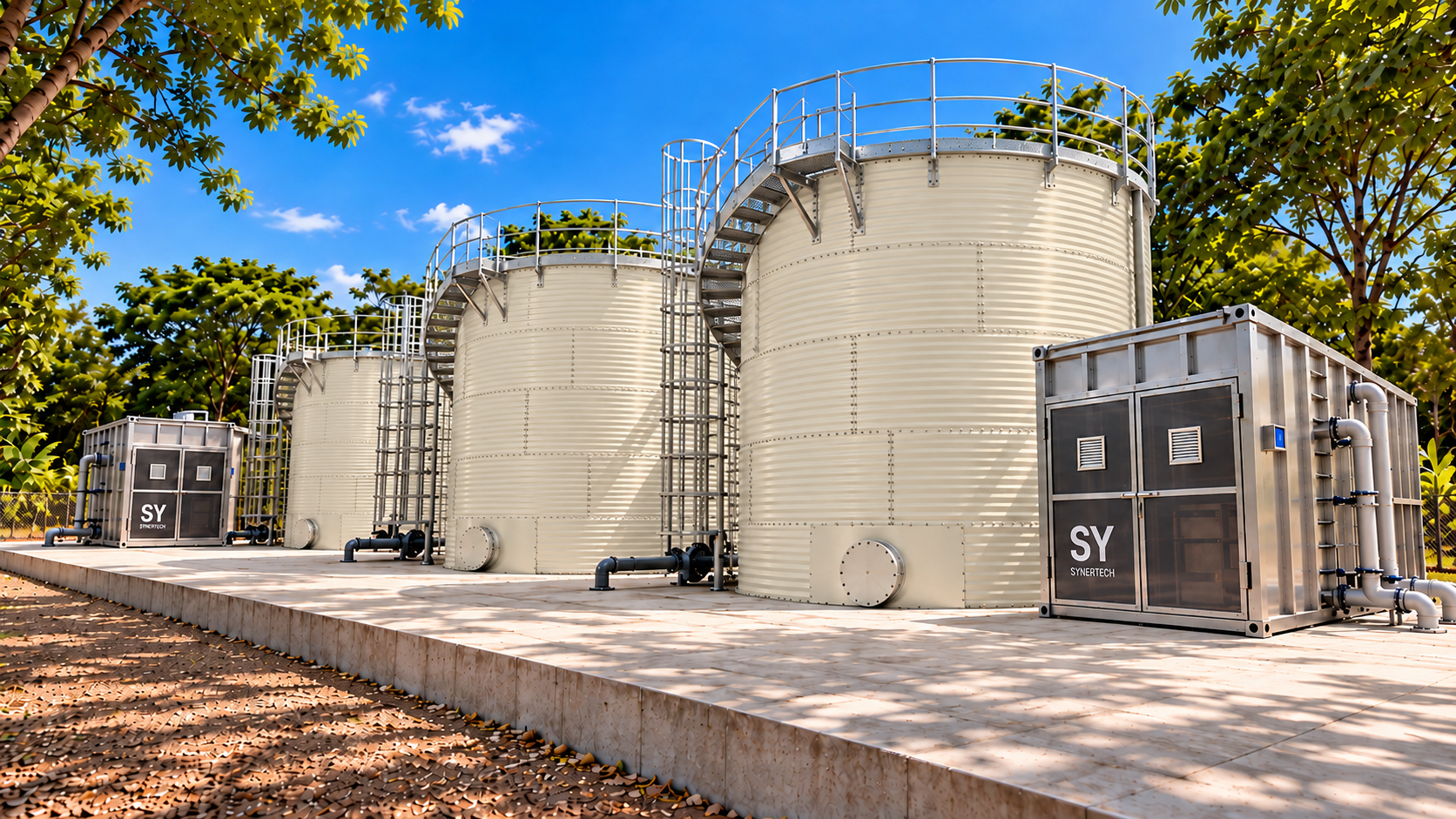 Planta de tratamiento modular en tanques apernados con tecnologías MBBR, SBR, MBR, DAF y oxidación avanzada